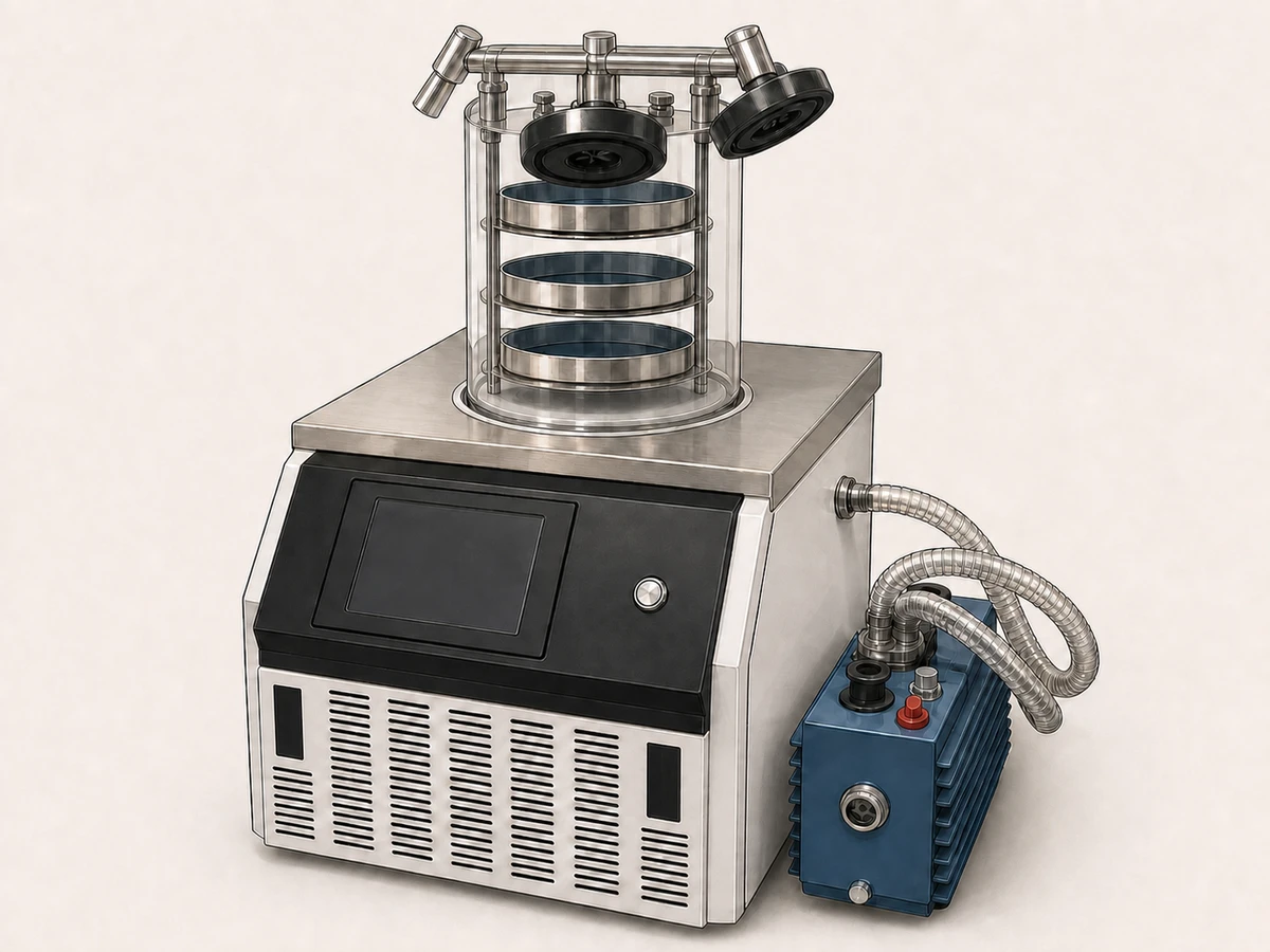 Scientz SCIENTZ-10N/D benchtop freeze dryer with transparent chamber and vacuum pump