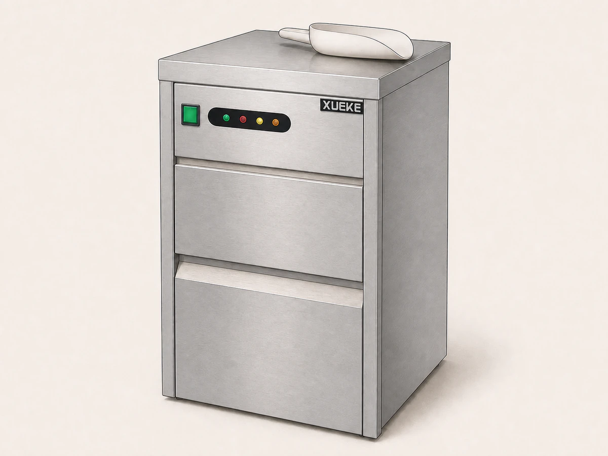 Stainless-steel Xueke flake ice maker with scoop on top