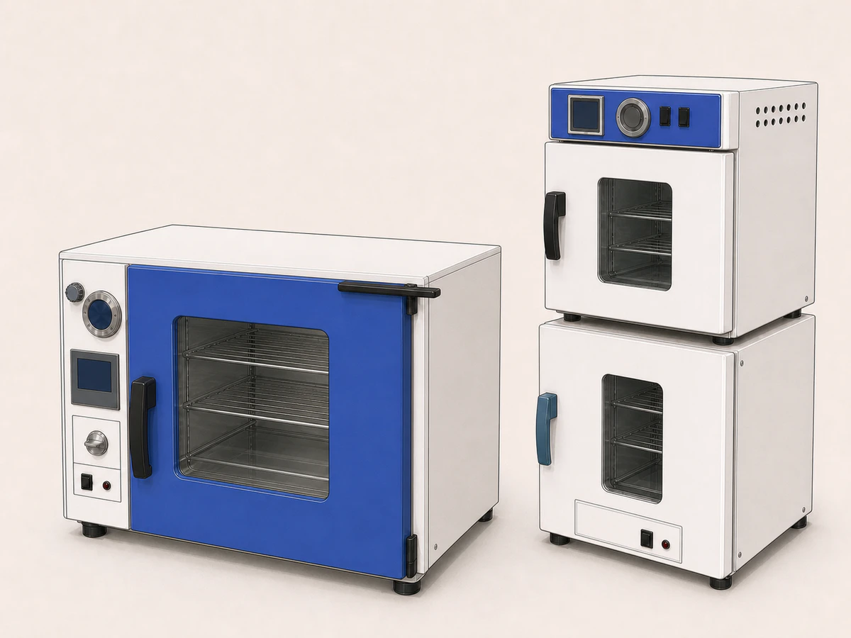 Vacuum drying oven with observation window, pressure controller, and vacuum valves