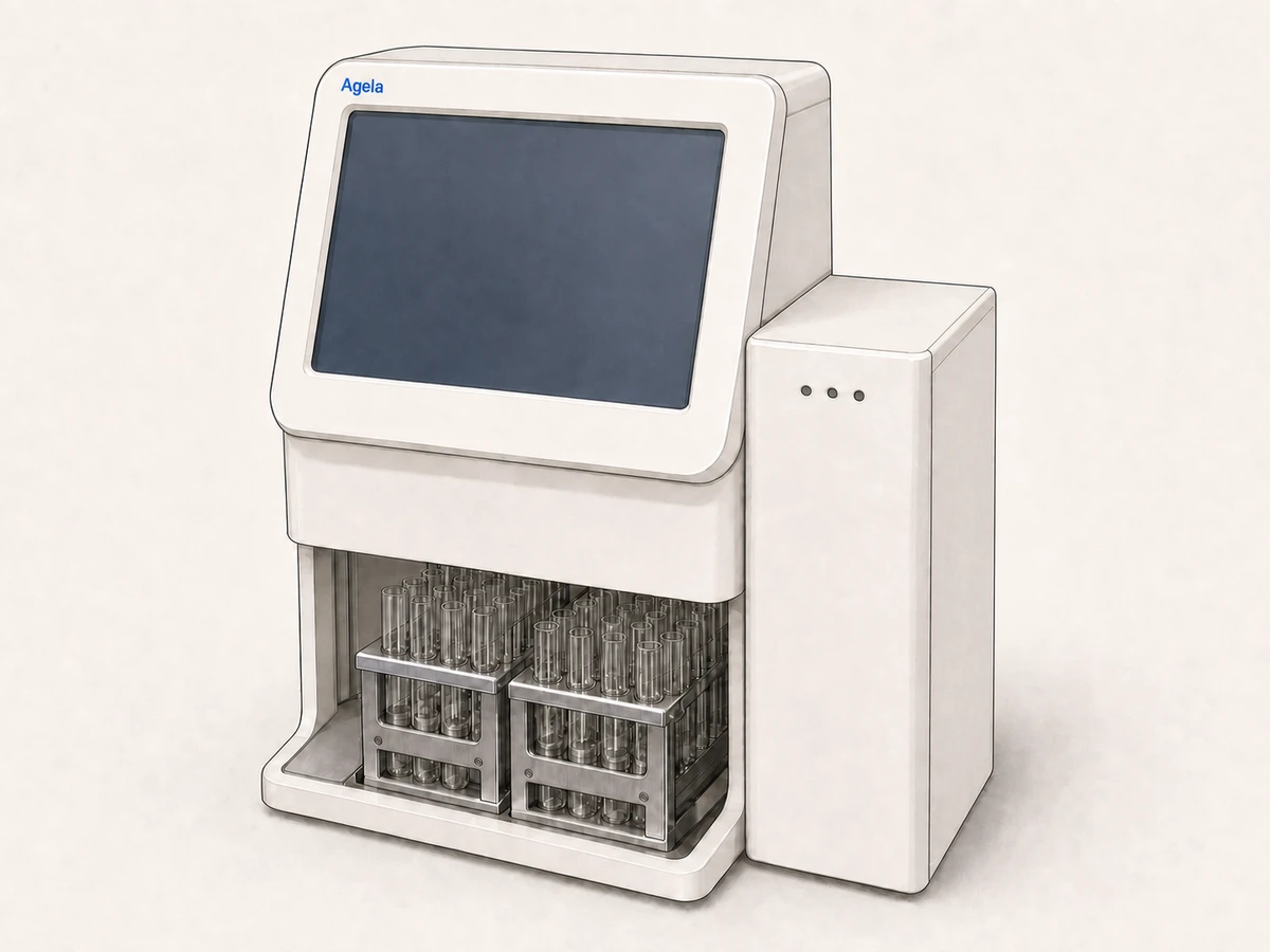 Agela reverse-phase high-pressure purification system with touchscreen and test-tube collection rack